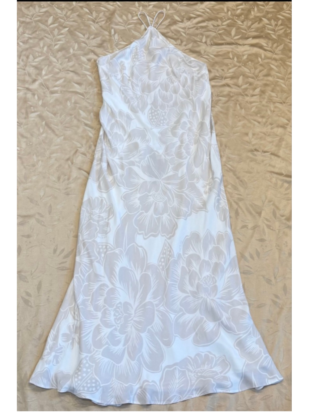 FARM Rio Off-White Beaded Halter Silk-Blend Resort Maxi Dress XL NWT - Picture 8 of 10